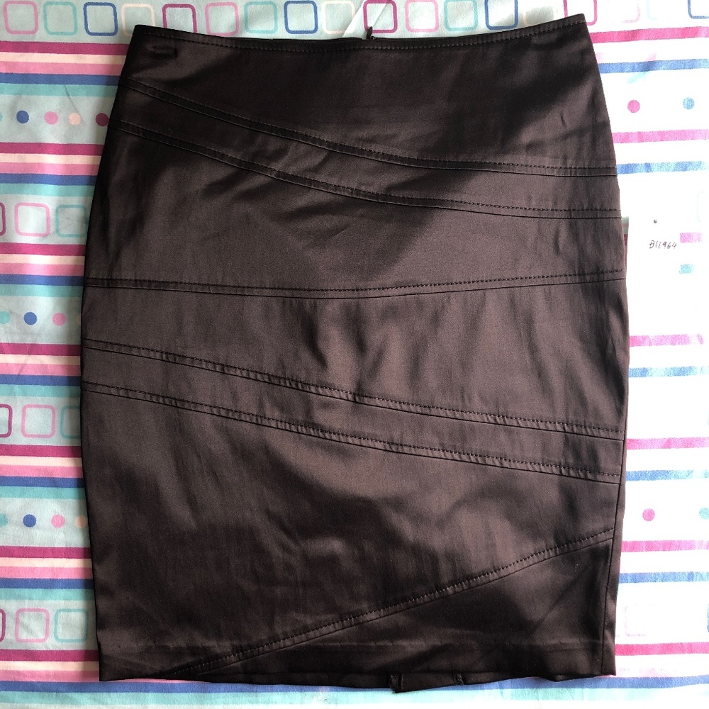 Dazz Black Satin Mini Pencil Skirt